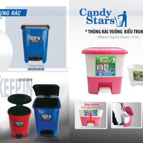Thùng rác candy tròn 8L, vuông 9L